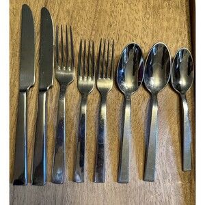 Oneida Solid Square 18/10 Stainless Flatware ~ Lot Of 8